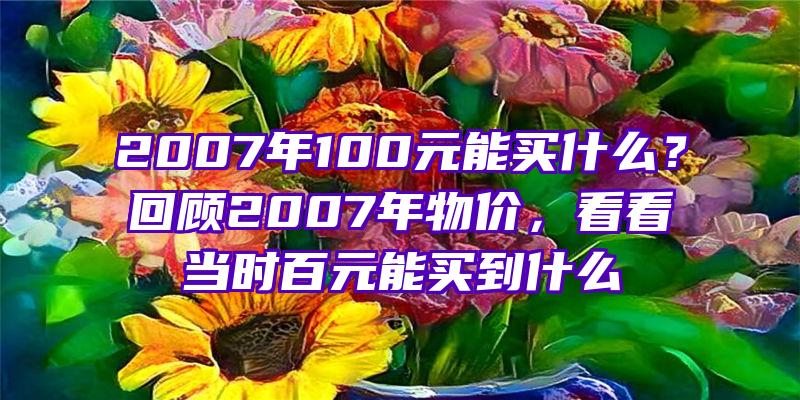 2007年100元能买什么？回顾2007年物价，看看当时百元能买到什么