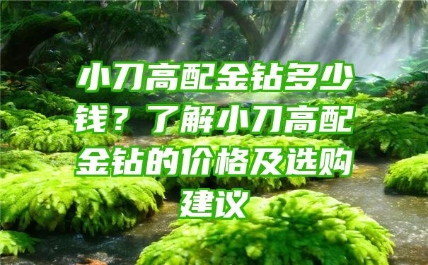 小刀高配金钻多少钱？了解小刀高配金钻的价格及选购建议