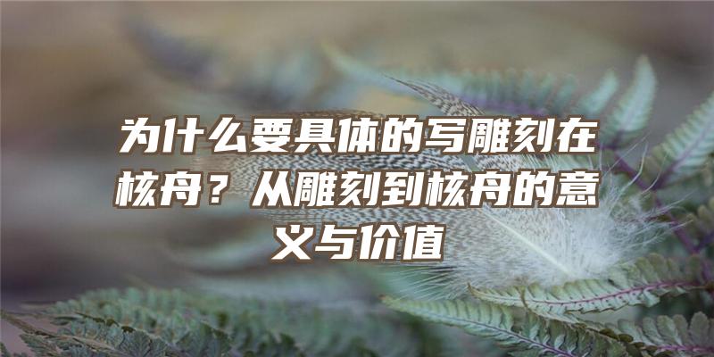 为什么要具体的写雕刻在核舟？从雕刻到核舟的意义与价值