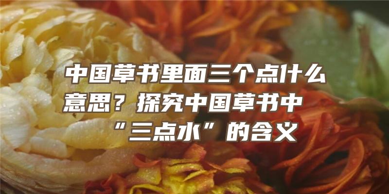 中国草书里面三个点什么意思？探究中国草书中“三点水”的含义