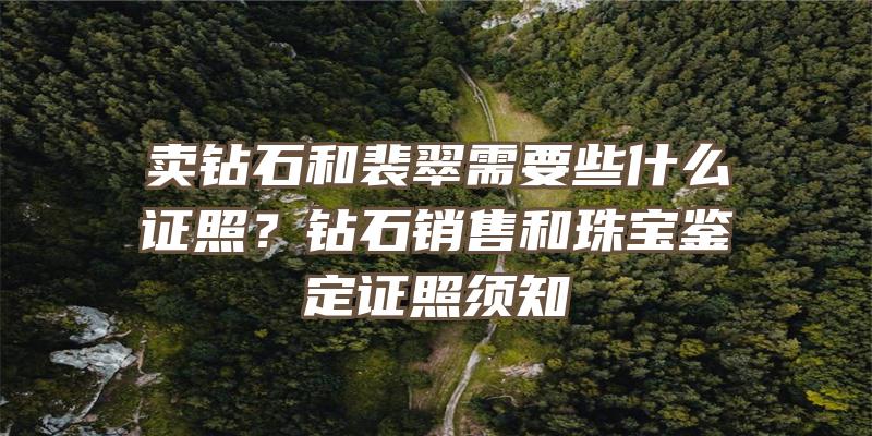 卖钻石和裴翠需要些什么证照？钻石销售和珠宝鉴定证照须知