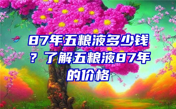 87年五粮液多少钱？了解五粮液87年的价格