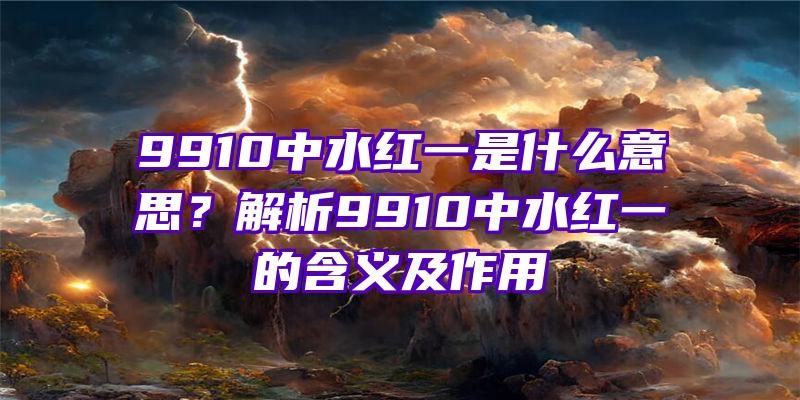 9910中水红一是什么意思？解析9910中水红一的含义及作用