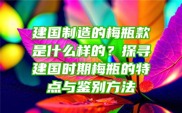 建国制造的梅瓶款是什么样的？探寻建国时期梅瓶的特点与鉴别方法