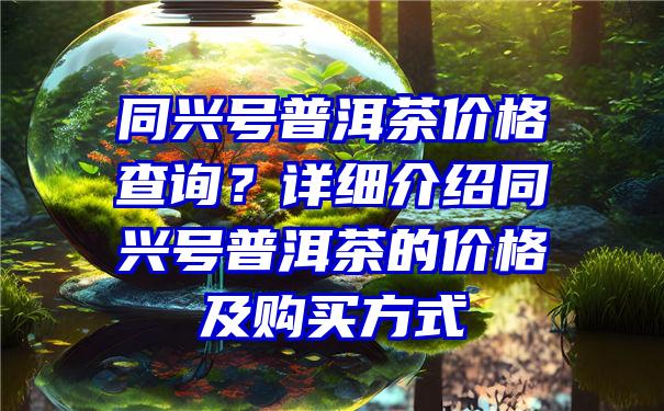 同兴号普洱茶价格查询？详细介绍同兴号普洱茶的价格及购买方式