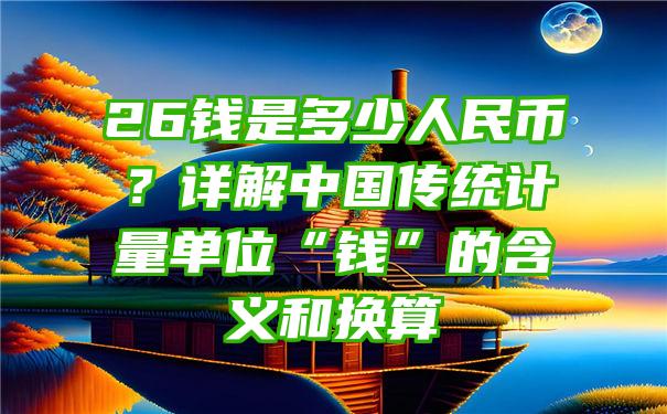 26钱是多少人民币？详解中国传统计量单位“钱”的含义和换算